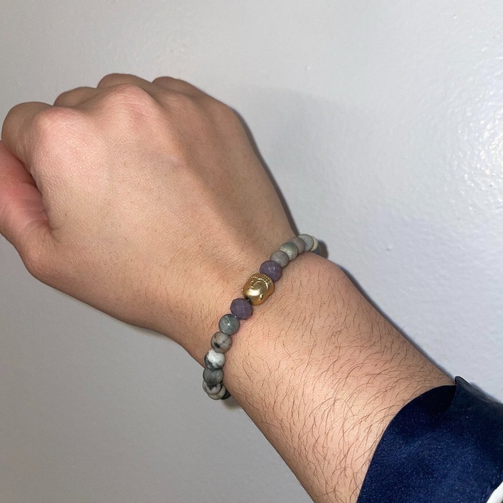 real stone beads, elastic bracelet with charms